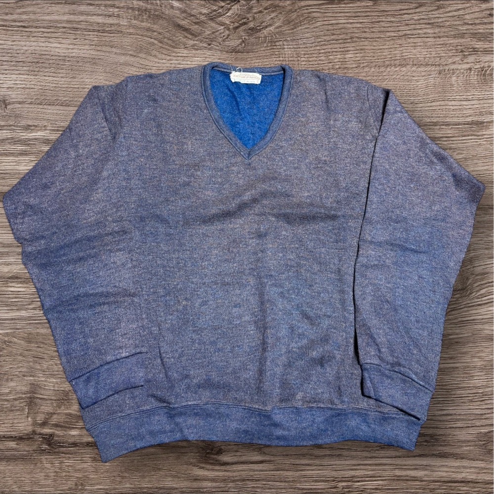 Creslan and Rayon Sweater Men Large Men Purple Vintage Vneck 60s Soft USA Made‎